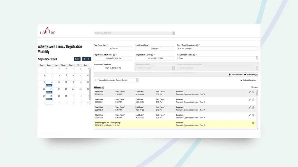 Uplifter dance booking software
